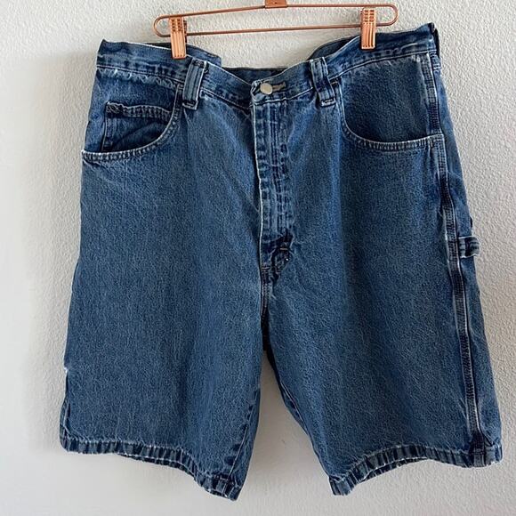 Wrangler Vintage Made in Mexico Carpenter Denim Jean Shorts Distressed 36 - Picture 1 of 8